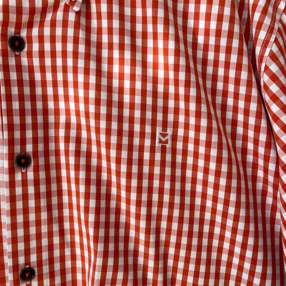 Michael Kors Red White Gingham Button-Up Shirt Size XXL Cotton Long Sleeve Mens - Picture 6 of 7